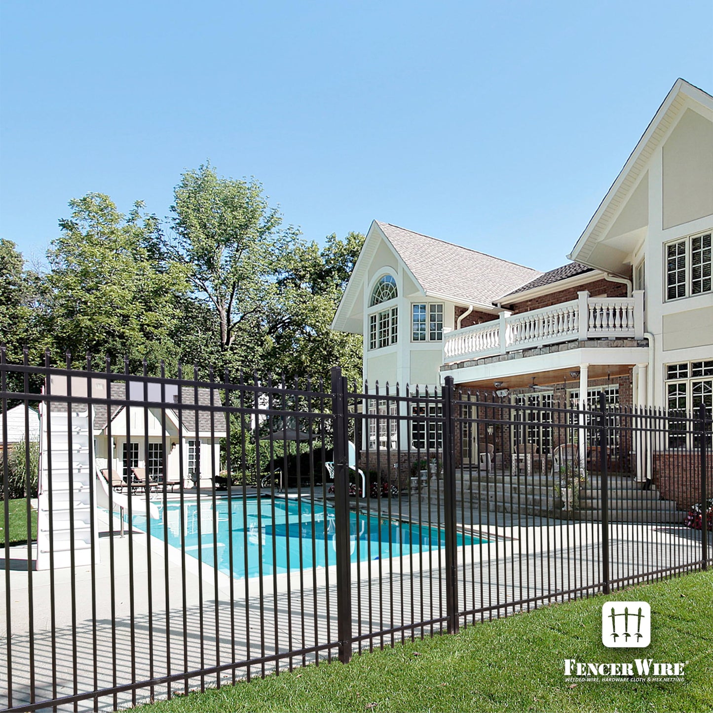Fencer Wire 76FT Heavy Duty Pinnacle Fence Barrier Kit, Anti-Rust Metal Steel Fence with 5FT Height X 8FT Width Panels, Gate, Posts, Connectors, Outdoor Fencing for Yard, Pool, Patio