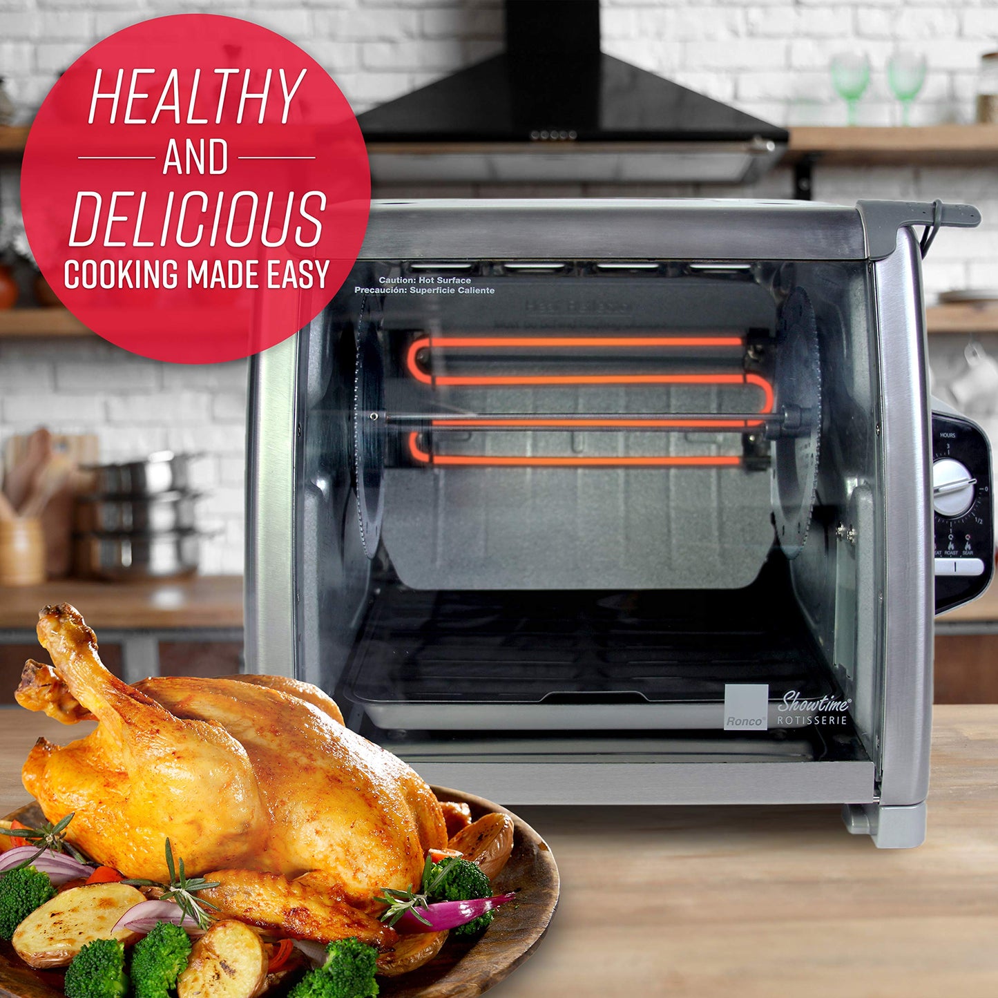 Ronco Modern Rotisserie Oven, Large Capacity (12lbs) Countertop Oven, Multi-Purpose Basket for Versatile Cooking, Easy-to-Use Controls