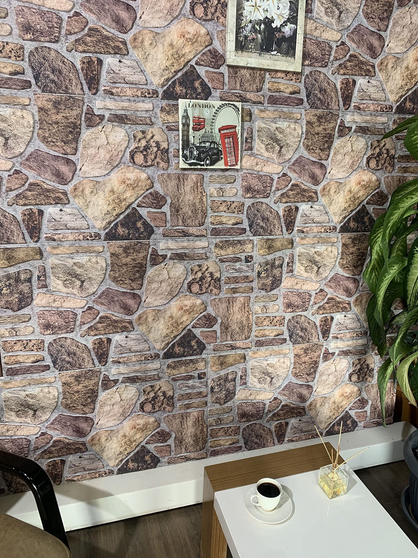 Dundee Deco 3D Wall Panels - Cladding, Shades of Brown Grey Stone Look Wall Paneling, Styrofoam Facing for Interior and Exterior Applications, DIY, Set of 10, Covers 54 sq ft