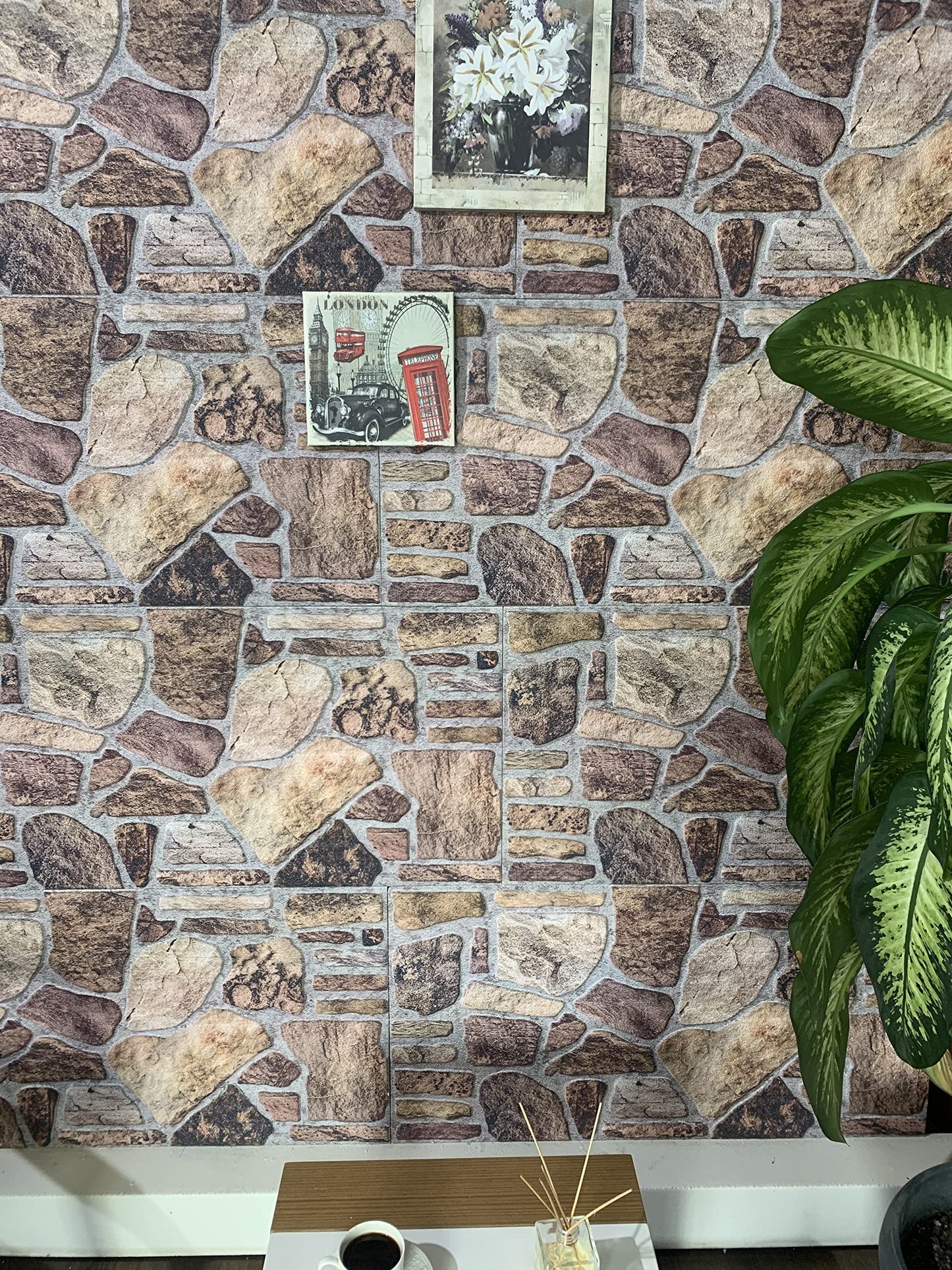 Dundee Deco 3D Wall Panels - Cladding, Shades of Brown Grey Stone Look Wall Paneling, Styrofoam Facing for Interior and Exterior Applications, DIY, Set of 10, Covers 54 sq ft